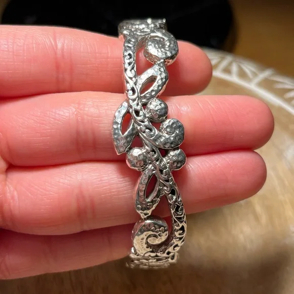 Sarda Blue Cultured Mabe Pearl Silver Tree Of Life Bangle Bracelet - Picture 13 of 16